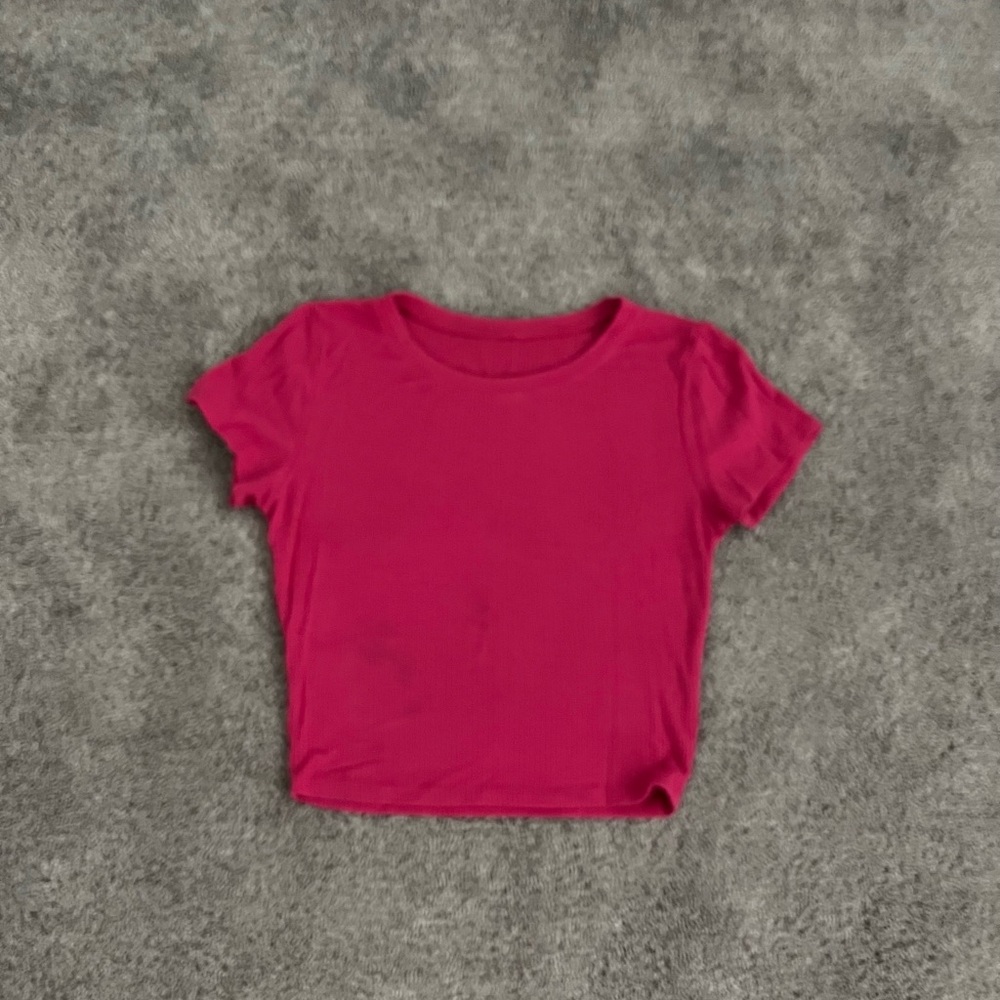 Hot pink ribbed crop top